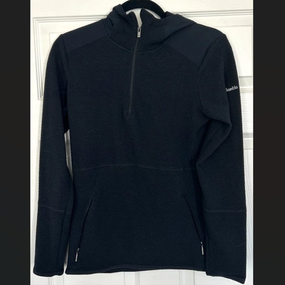 Columbia Black Women's Fleece 1/4 Zip Hoodie Jacket Pullover Size Small Coat